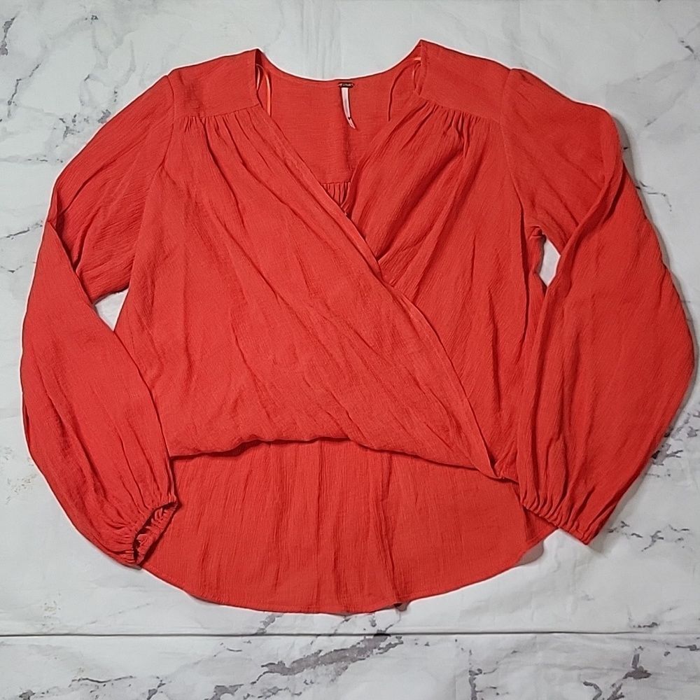 Free People Check On It Flame Red Top